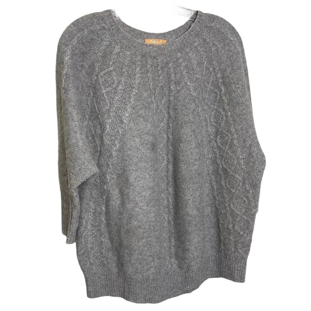 Kier + J2 Women's XL Cashmere Sweater Pullover Long Sleeve Gray Knit‎ Crew Neck